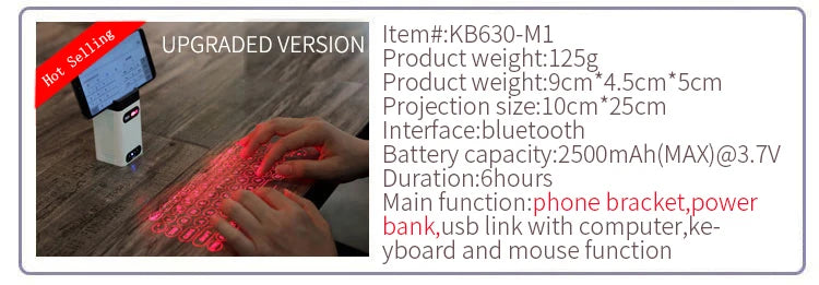 Virtual Laser Keyboard Bluetooth Wireless Touch Projector Phone Keyboards For Computer Iphone Pad Laptop With Mouse Function