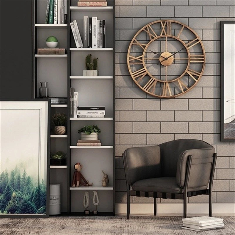 Large Iron 3D Wall Clock with Roman Numerals