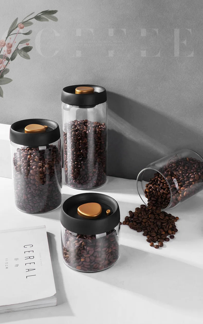 GIANXI Vacuum Sealing Jug Coffee Beans Glass Airtight storage Jar