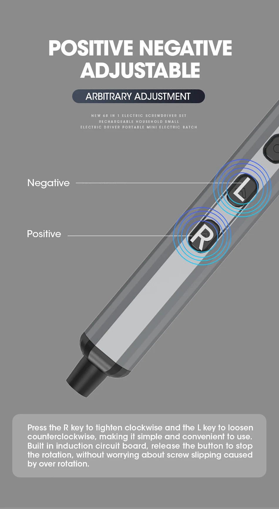 Cordless Electric Fast-Charging Screwdriver Set - 68 in 1 with LED Light