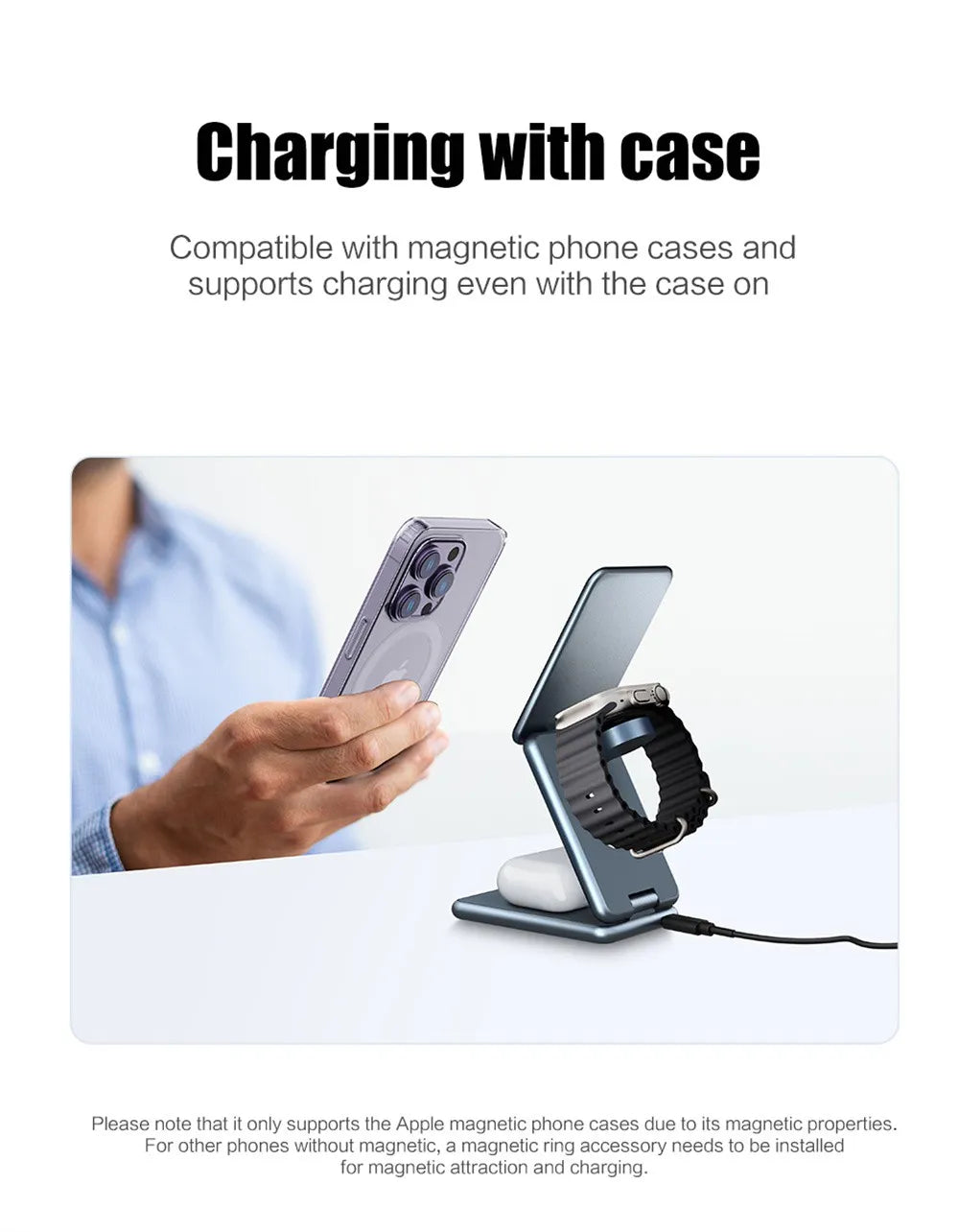 3 in 1 Foldable Portable Wireless Fast Charging Station