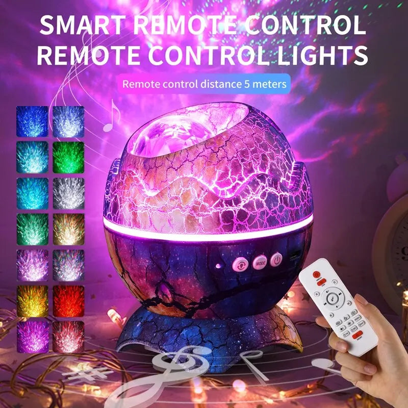 LED Dinosaur Egg Galaxy Star Projector and Speaker with Remote Control