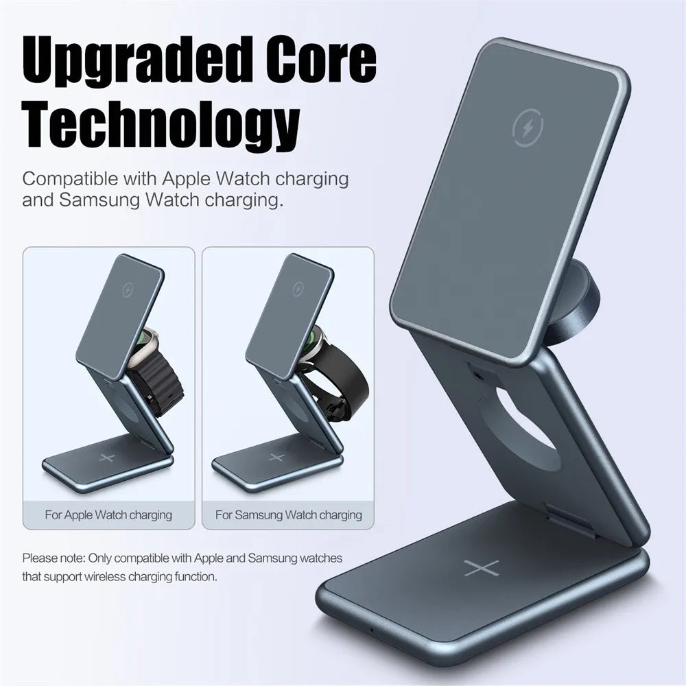 3 in 1 Foldable Portable Wireless Fast Charging Station