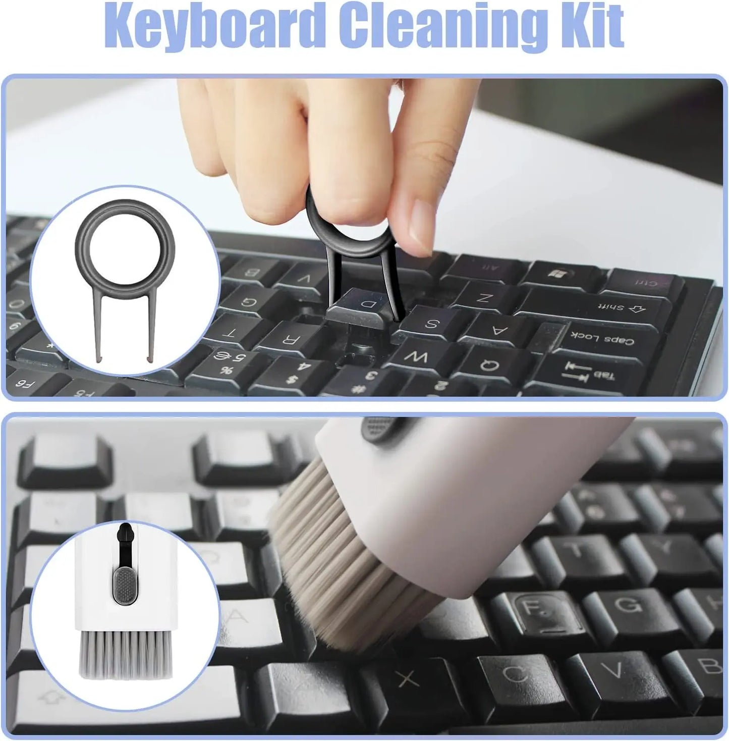 7-in-1 Cleaning Kit for Computer Keyboard, phone, tablet, all lenses, screen types and accessories