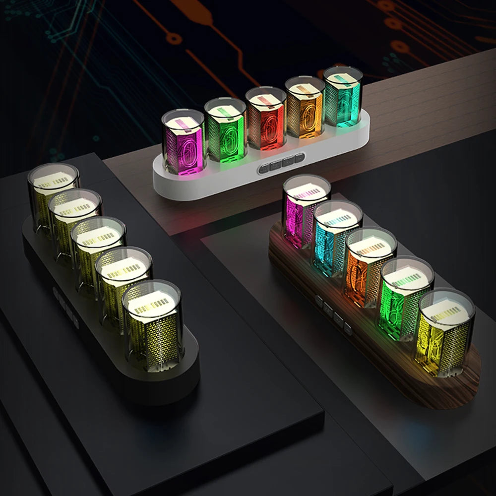 Digital Nixie Tube Clock with RGB LED Glows for Game Room