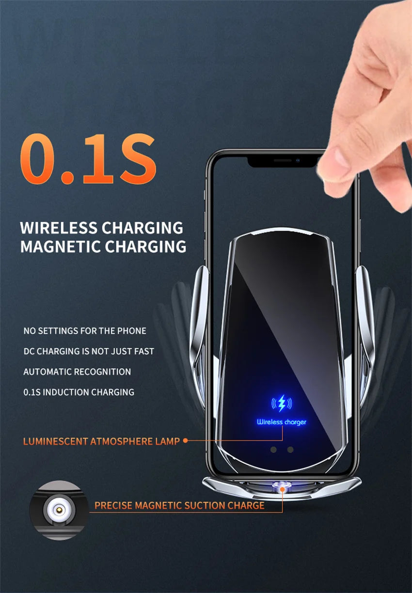 30W Car Wireless Charger Magnetic Automatic Car Mount Phone Holder For iPhone Xiaomi Samsung Infrared Induction Fast Charging