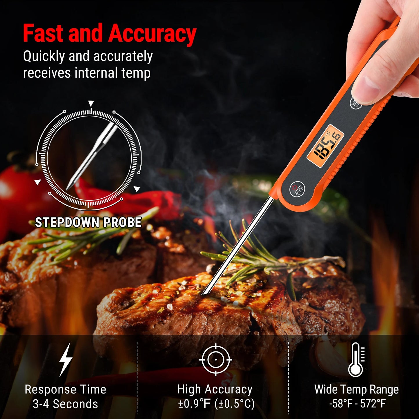 ThermoPro TP03H Waterproof Digital Backlight Folding Barbecue Kitchen Cooking Instant Reading Meat Thermometer