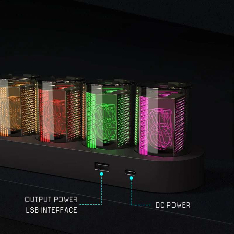 Digital Nixie Tube Clock with RGB LED Glows for Game Room