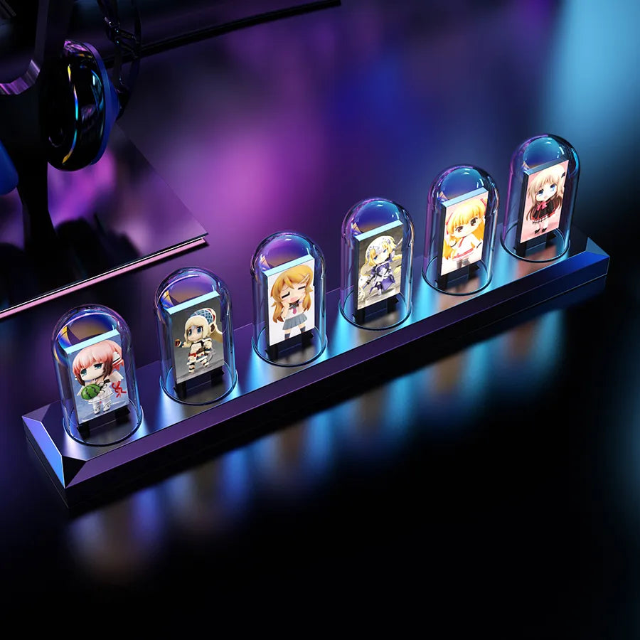 RGB Nixie Tube Clock LED Glows IPS Colour Screen DIY Analog Digital Tube Night lights Gaming Desktop Decoration