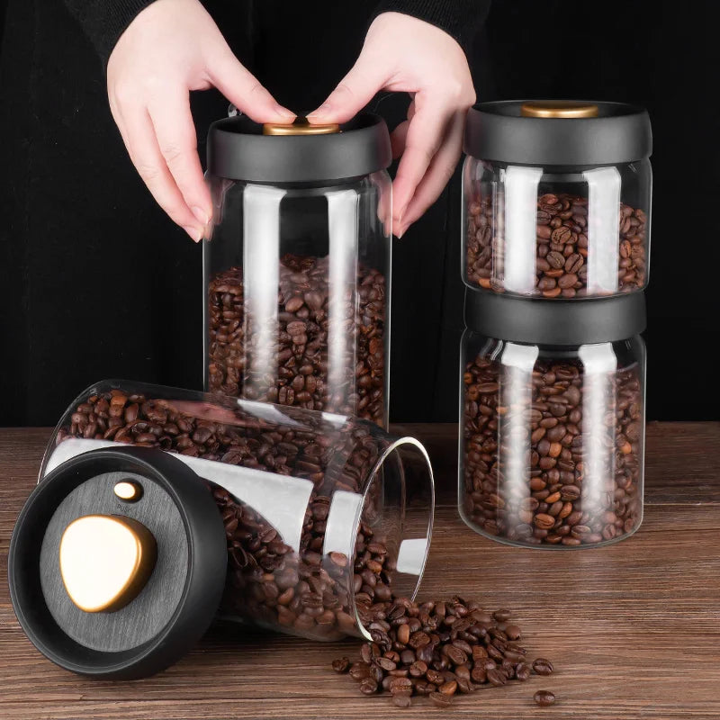 GIANXI Vacuum Sealing Jug Coffee Beans Glass Airtight storage Jar