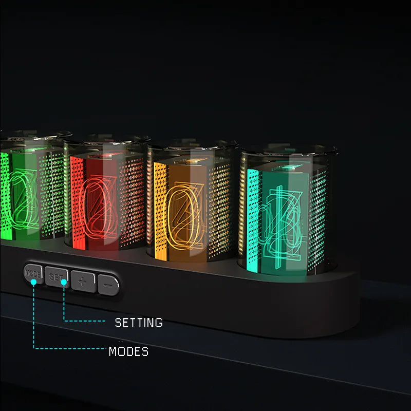 Digital Nixie Tube Clock with RGB LED Glows for Game Room