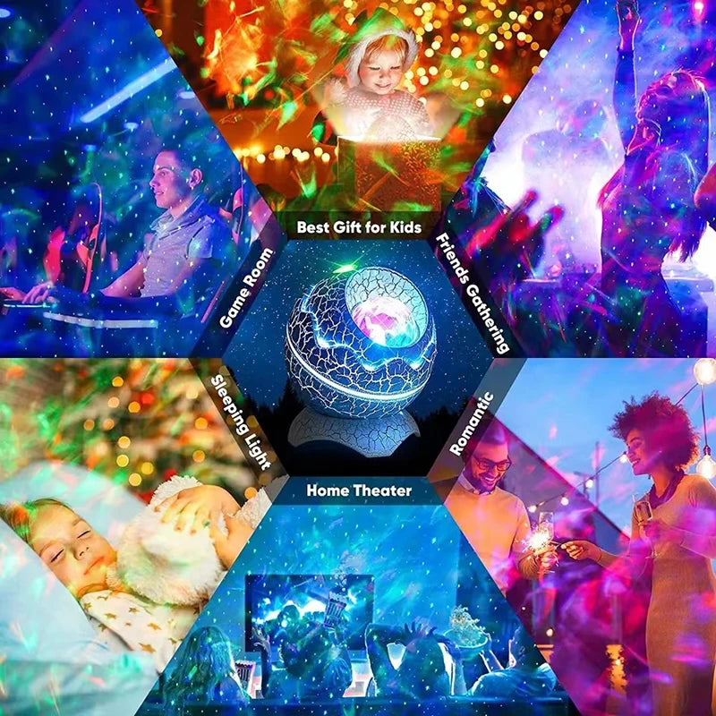 LED Dinosaur Egg Galaxy Star Projector and Speaker with Remote Control