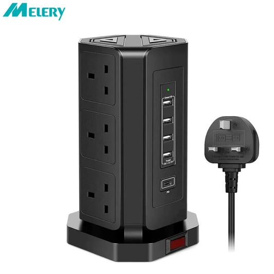 Melery UK Tower Power Strip Extension Cord