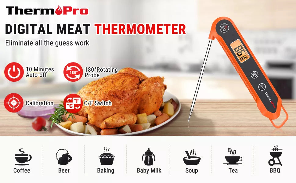 ThermoPro TP03H Waterproof Digital Backlight Folding Barbecue Kitchen Cooking Instant Reading Meat Thermometer